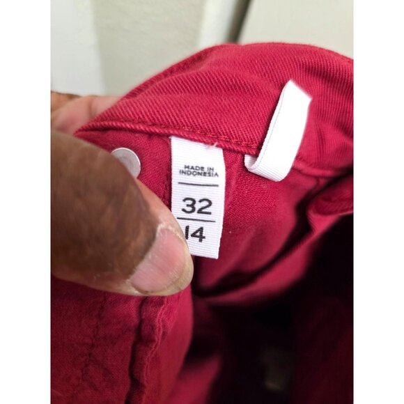 Loft Women's Red Frayed Hem Skinny Jeans Size 14/32 - Picture 7 of 9